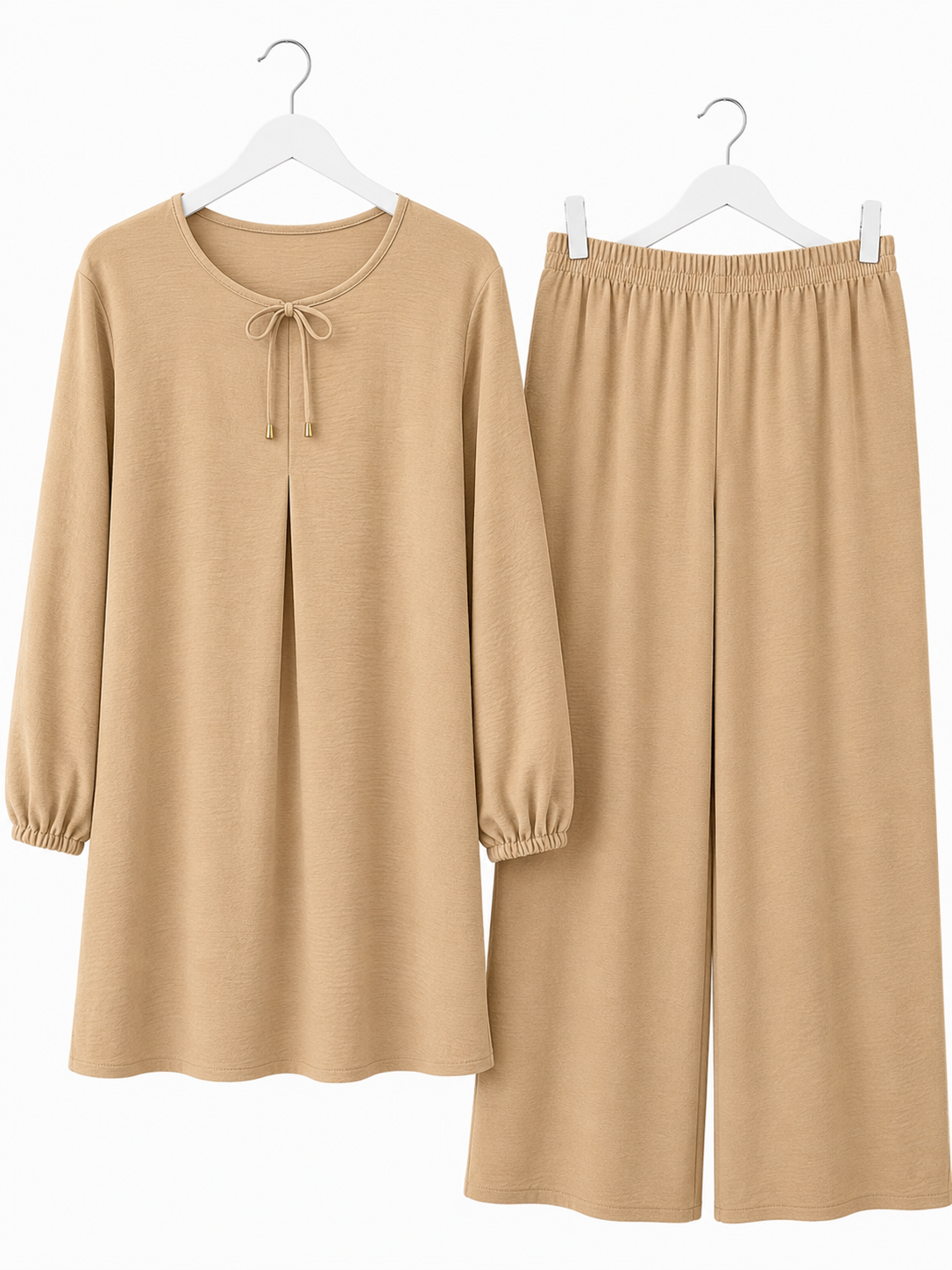 YASMIN long line coord set in beige