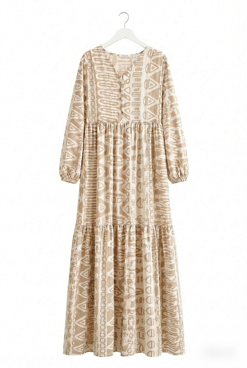 LAYLA plus size printed maxi dress *beige*