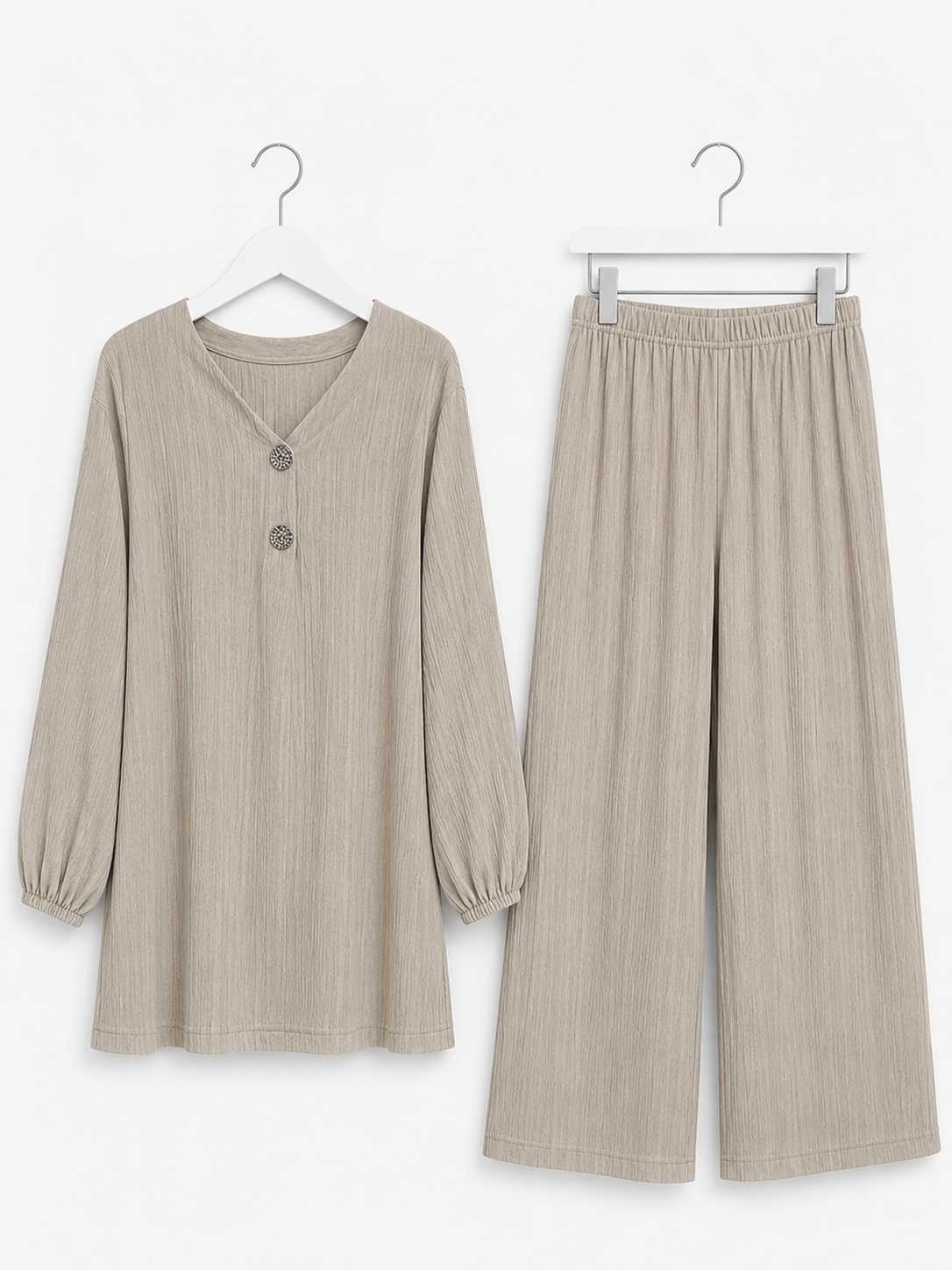 AMELIA buttoned plisse coord *beige*