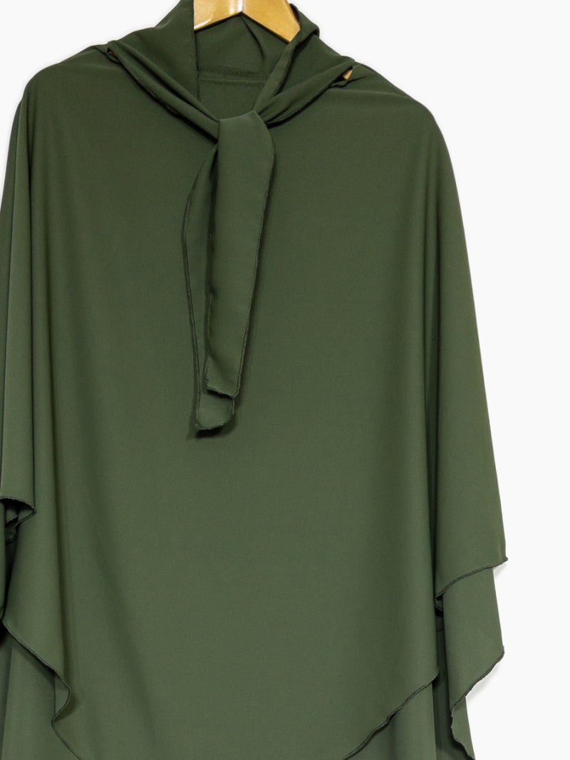 Silk Khaki tie back Khimar