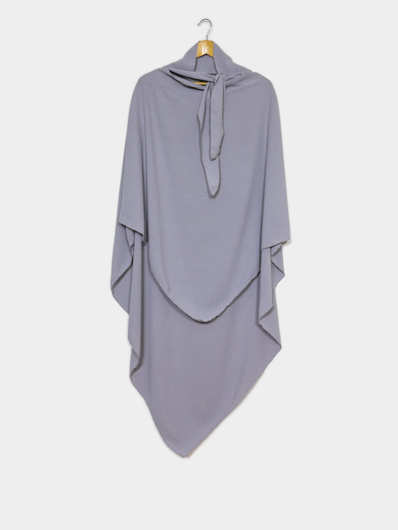 Grey silk tie back Khimar