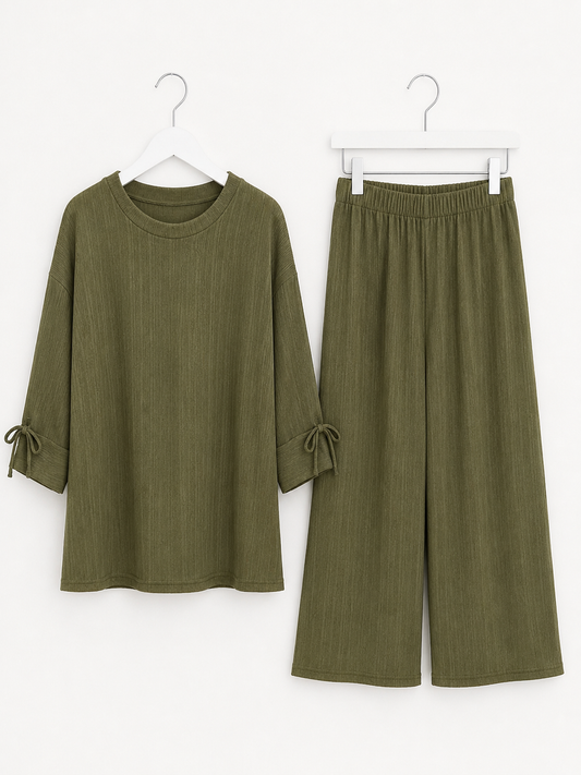 NAYA plisse coord set *khaki*