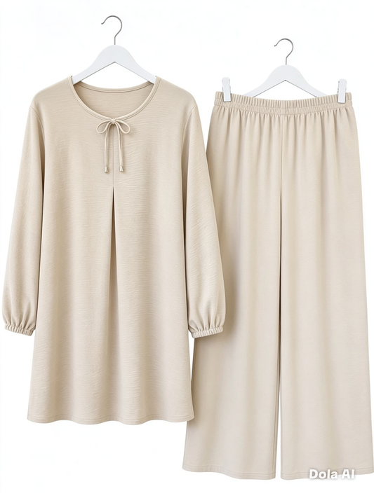 YASMIN longline coord set in *cream