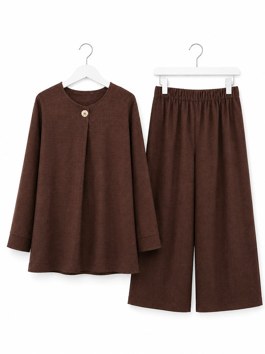 ISRA linen effect coord set *chocolate*