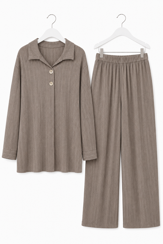 SARA pleated coord set *taupe* preorder