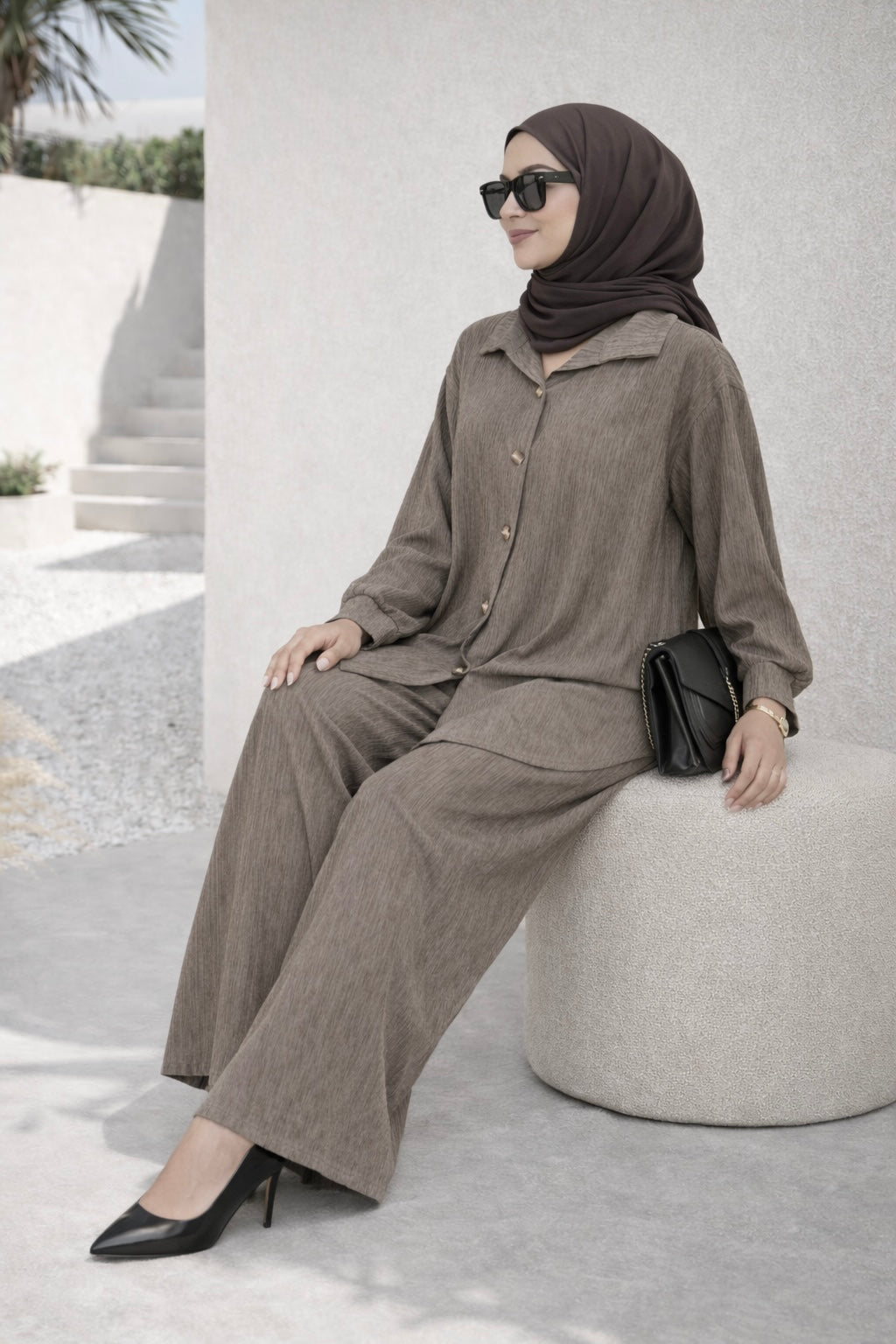 SAFYA pleated set in CHAMPAGNE