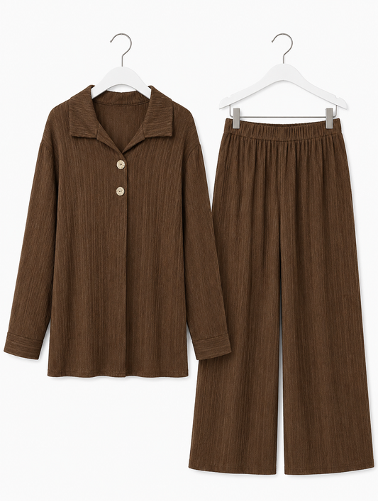SARA pleated coord set *chocolate* pre order