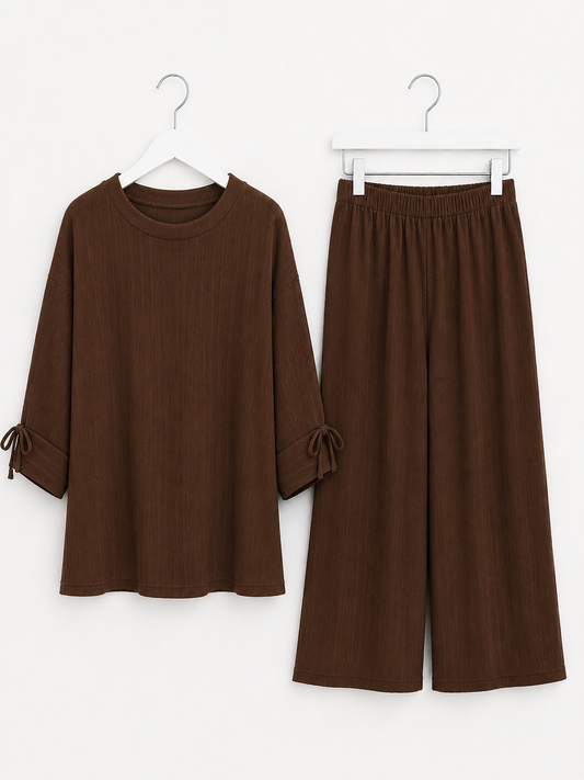 NAYA plisse coord set *chocolate*