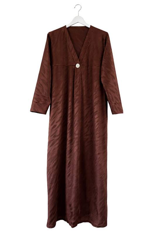 LIYANA patterned abaya Chocolate
