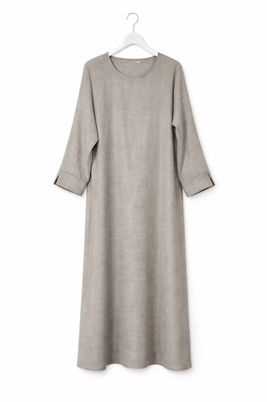 MAYA linen effect abaya TAUPE
