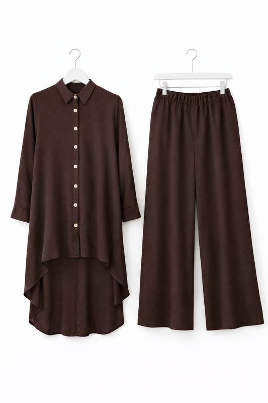 AANA buttoned coord set CHOCOLATE