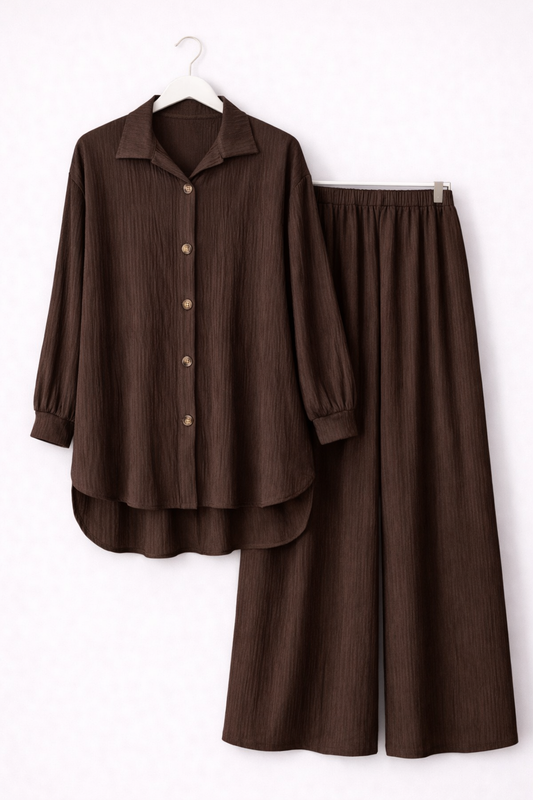 SAFYA pleated coord in CHOCOLATE